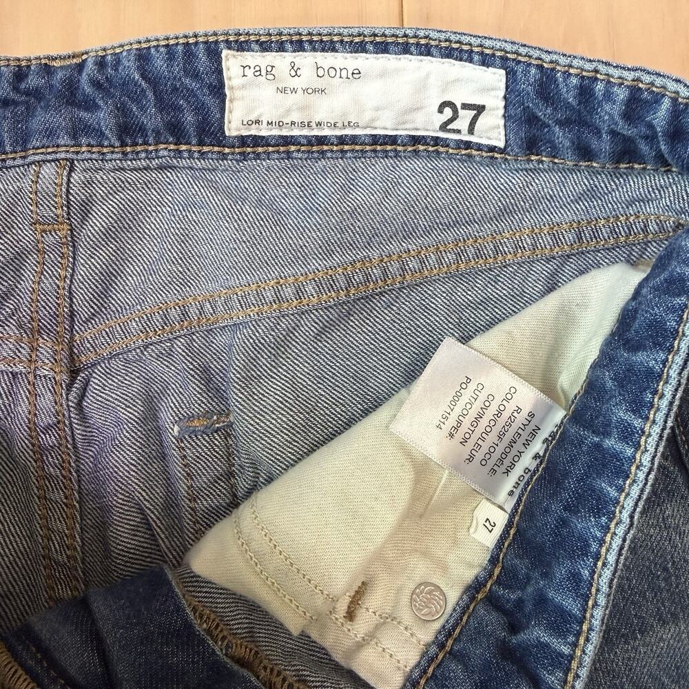 Rag & Bone Lori Mid Rise Wide Leg Jeans Women's 27 Blue Minimalist New York - Picture 5 of 9